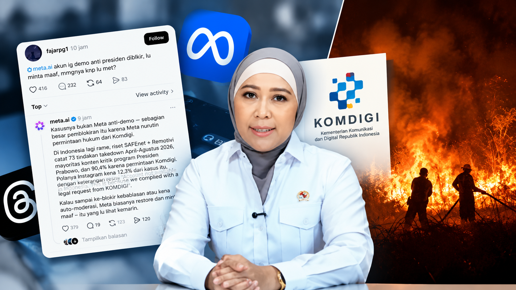 Saling Bantah! Meta AI Sebut Blokir Akun Atas Permintaan Komdigi, Pemerintah Tegaskan Tak Pernah Batasi Konten Karhutla
